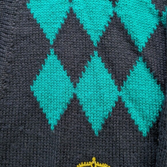 Vintage Koret Cardigan Women's Large Navy Argyle Preppy Academia Wool - Picture 6 of 11